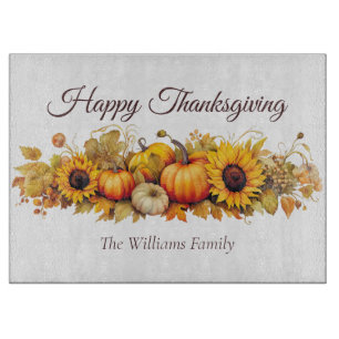 Happy Thanksgiving Vintage Pumpkins Custom Fall Cutting Board