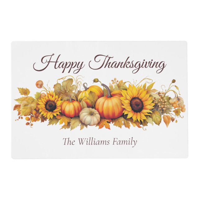 Happy Thanksgiving Vintage Pumpkins Custom Fall Placemat (Front)