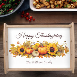 Happy Thanksgiving Vintage Pumpkins Custom Fall Serving Tray