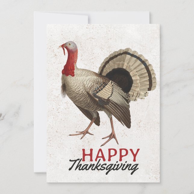 Happy Thanksgiving Vintage Turkey Bird Fall  Holiday Card (Front)