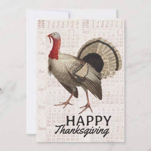Happy Thanksgiving Vintage Turkey Ephemera Fall  Holiday Card