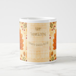 Happy Thanksgiving, Vintage Turkey, Thankful Grate Giant Coffee Mug