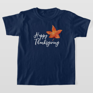 Happy Thanksgiving Watercolor Fall Maple Leaf Kids T-Shirt