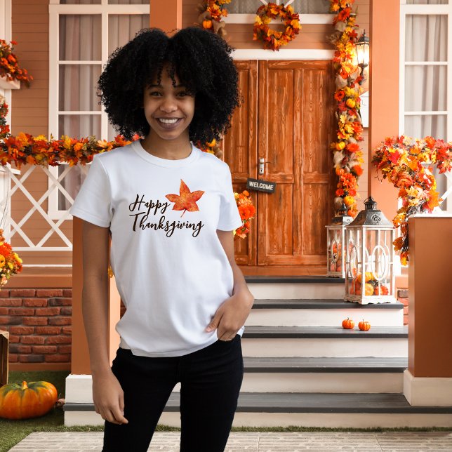 Happy Thanksgiving Watercolor Fall Maple Leaf Tri-Blend Shirt (Creator Uploaded)