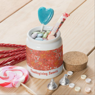 Happy thanksgiving watercolor flower orange candy jar