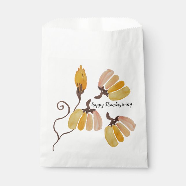 Happy Thanksgiving Watercolor Pumpkin Favor Bag (Front)