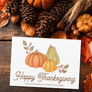 Happy Thanksgiving Watercolor Pumpkins Customized Holiday Card