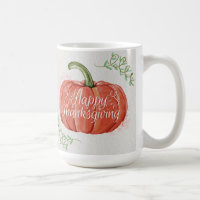 Happy Thanksgiving - WC Pumpkin with Word Art Coffee Mug
