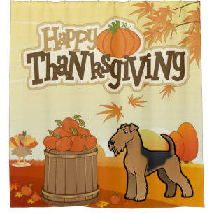 Happy Thanksgiving Welsh Terrier Shower Curtain