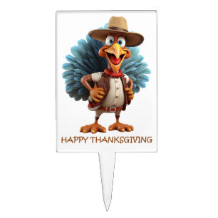 Happy Thanksgiving Western Turkey Cake Topper