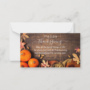 happy thanksgiving,white calligraphy rustic wood note card