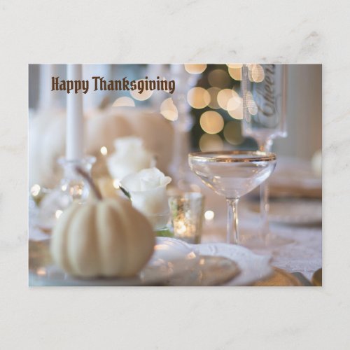 Happy Thanksgiving White Table Scapes Holiday Postcard