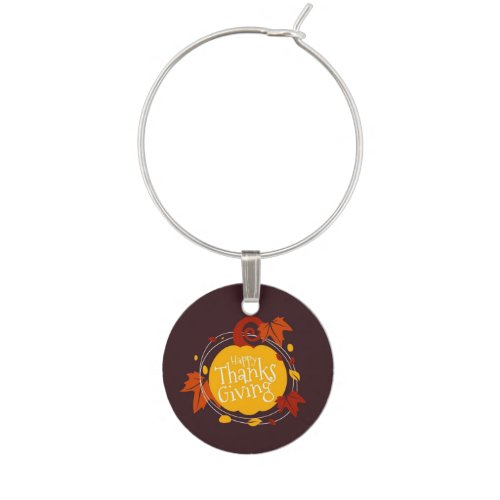 Happy Thanksgiving Wine Charm