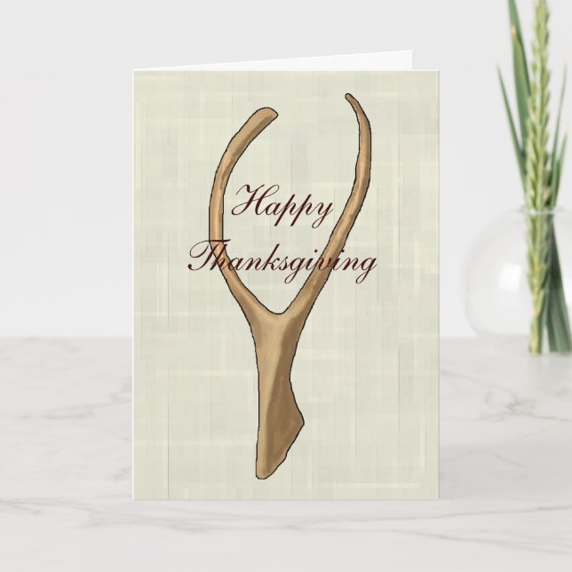 Happy Thanksgiving Wishbone Greeting Card (Front)