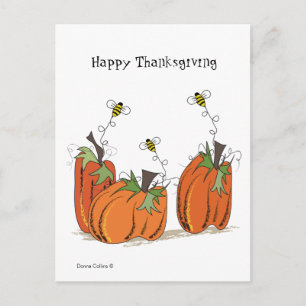 Happy Thanksgiving with bees Postcard