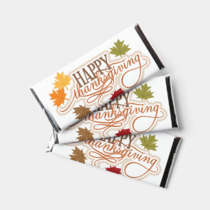 Happy Thanksgiving with Colorful Autumn Leaves Hershey Bar Favors