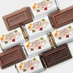 Happy Thanksgiving with Colorful Autumn Leaves Hershey's Miniatures