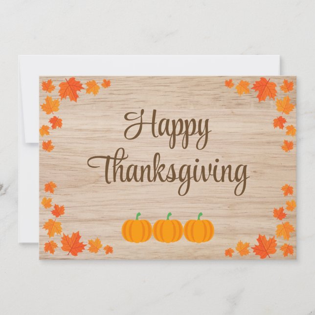 Happy Thanksgiving with Colorful Leaves & Pumpkins Invitation (Front)