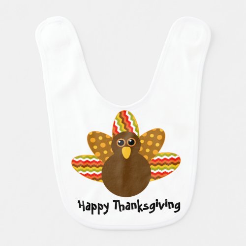  Happy Thanksgiving with cute turkey Baby Bib