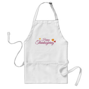 Happy Thanksgiving with fall leaves Adult Apron