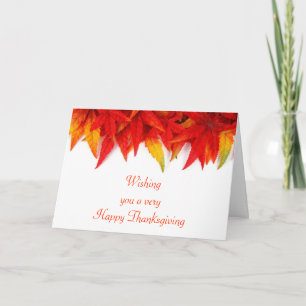 Happy Thanksgiving with fall leaves custom text Holiday Card