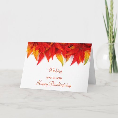 Happy Thanksgiving with fall leaves custom text Holiday Card