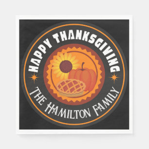 Happy Thanksgiving with family name (editable) Napkins