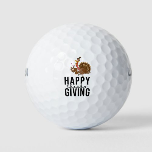 Happy Thanksgiving with funny turkey   Golf Balls