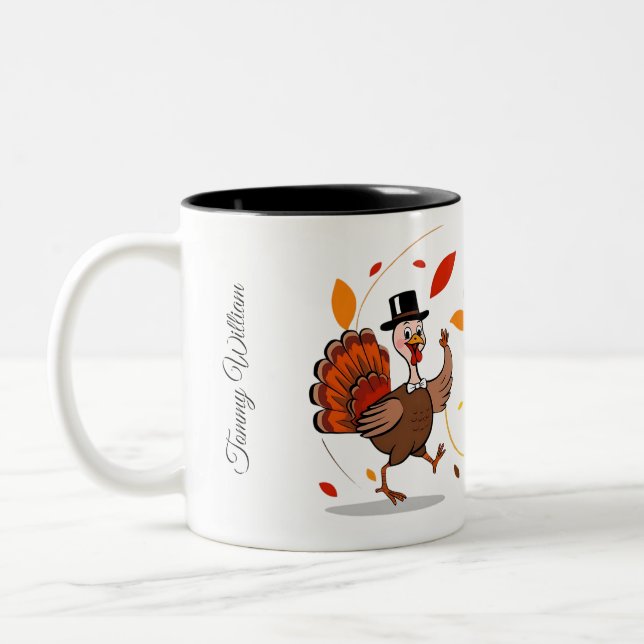 Happy Thanksgiving With Gratitude Quotes  Two-Tone Coffee Mug (Left)