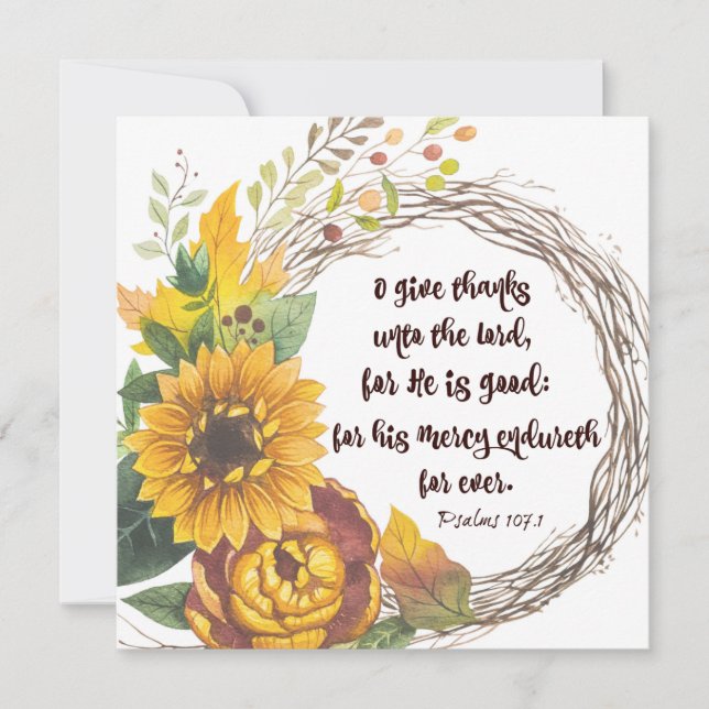 Happy Thanksgiving with KJV Bible Verse Holiday Card (Front)