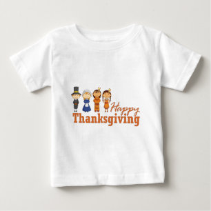 Happy Thanksgiving with Pilgrim Native American Baby T-Shirt