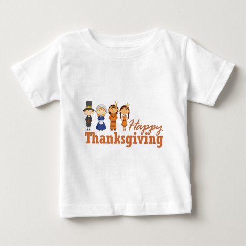 Happy Thanksgiving with Pilgrim Native American Baby T_Shirt