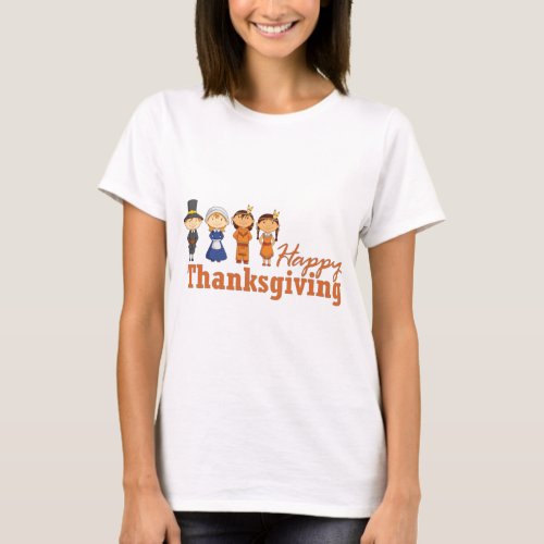 Happy Thanksgiving with Pilgrim Native American T_Shirt