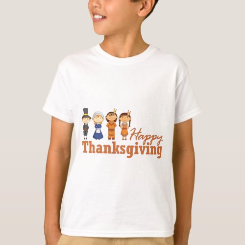 Happy Thanksgiving with Pilgrim Native American T_Shirt