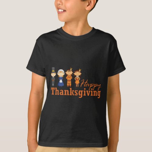 Happy Thanksgiving with Pilgrim Native American T_Shirt