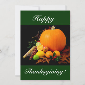 Happy Thanksgiving With Pumpkin And Fruit I Invitation