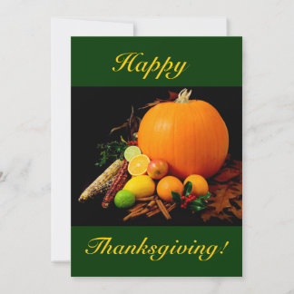 Happy Thanksgiving With Pumpkin And Fruit I Invitation