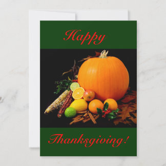 Happy Thanksgiving With Pumpkin And Fruit I Invitation