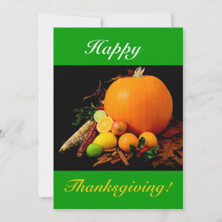 Happy Thanksgiving With Pumpkin And Fruit I Invitation