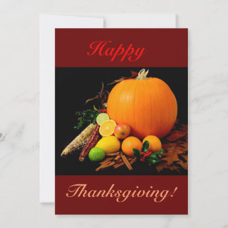 Happy Thanksgiving With Pumpkin And Fruit II Invitation