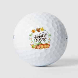 Happy Thanksgiving with pumpkin and  maple leaves  Golf Balls