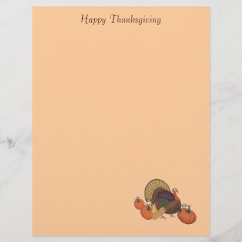 Happy Thanksgiving With Turkey Letterhead by FalconsEye at Zazzle