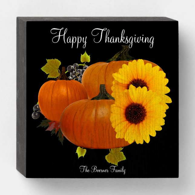 Happy Thanksgiving Wood Box Sign (Front Horizontal)