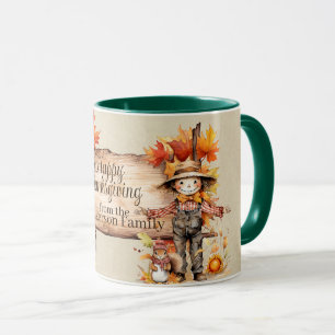 Happy Thanksgiving Wood Sign & Autumn Scene Mug