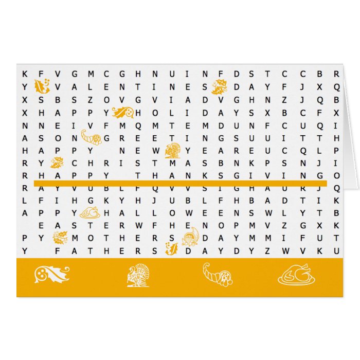 Happy Thanksgiving Word Search Puzzle Card 2