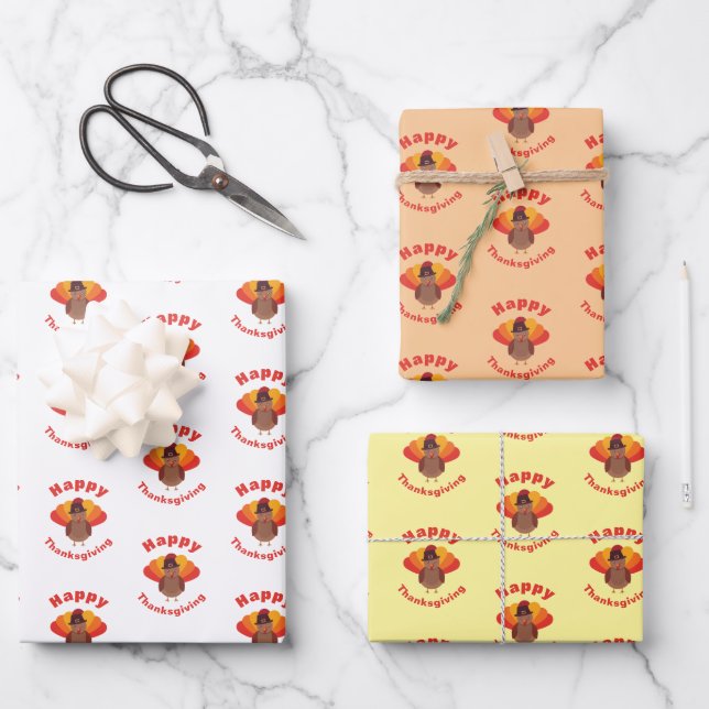 Happy Thanksgiving Wrapping Paper Sheets (Front)