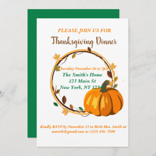 Happy Thanksgiving Wreath Invitation