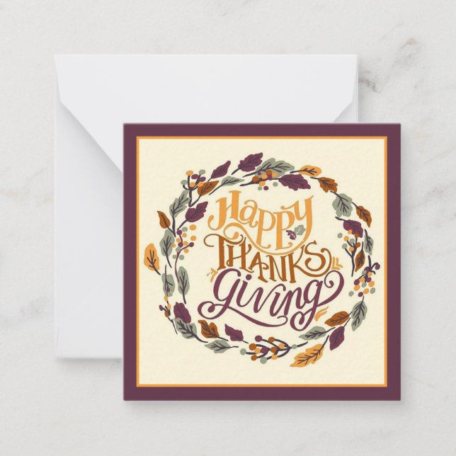 Happy Thanksgiving wreath Note Card (Front)