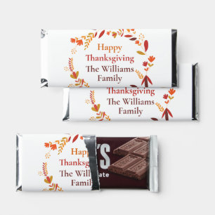 Happy Thanksgiving Wreath Personalized Hershey Bar Favors