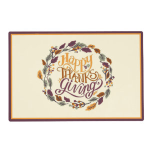 Happy Thanksgiving wreath Placemat